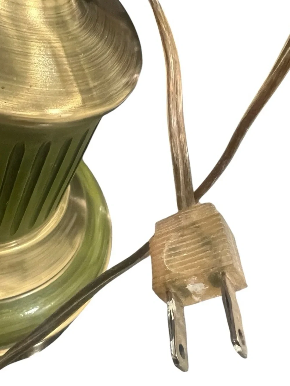 2 Vintage 1950s Rembrandt Brass & Green Enamel Hollywood Regency Table Lamps.